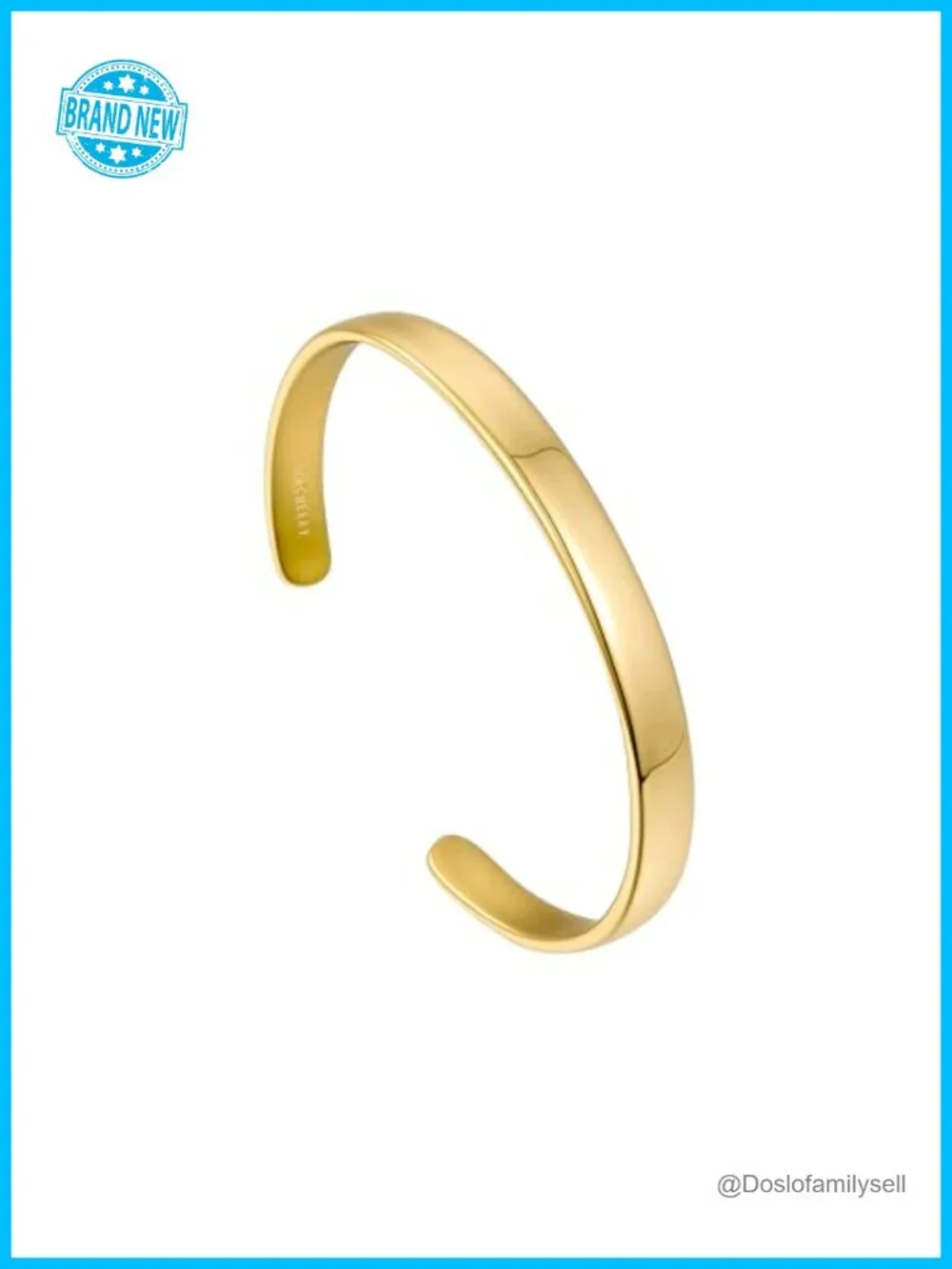 14k Gold Plated Stainless Steel Open Cuff Bangle Bracelet Stackable